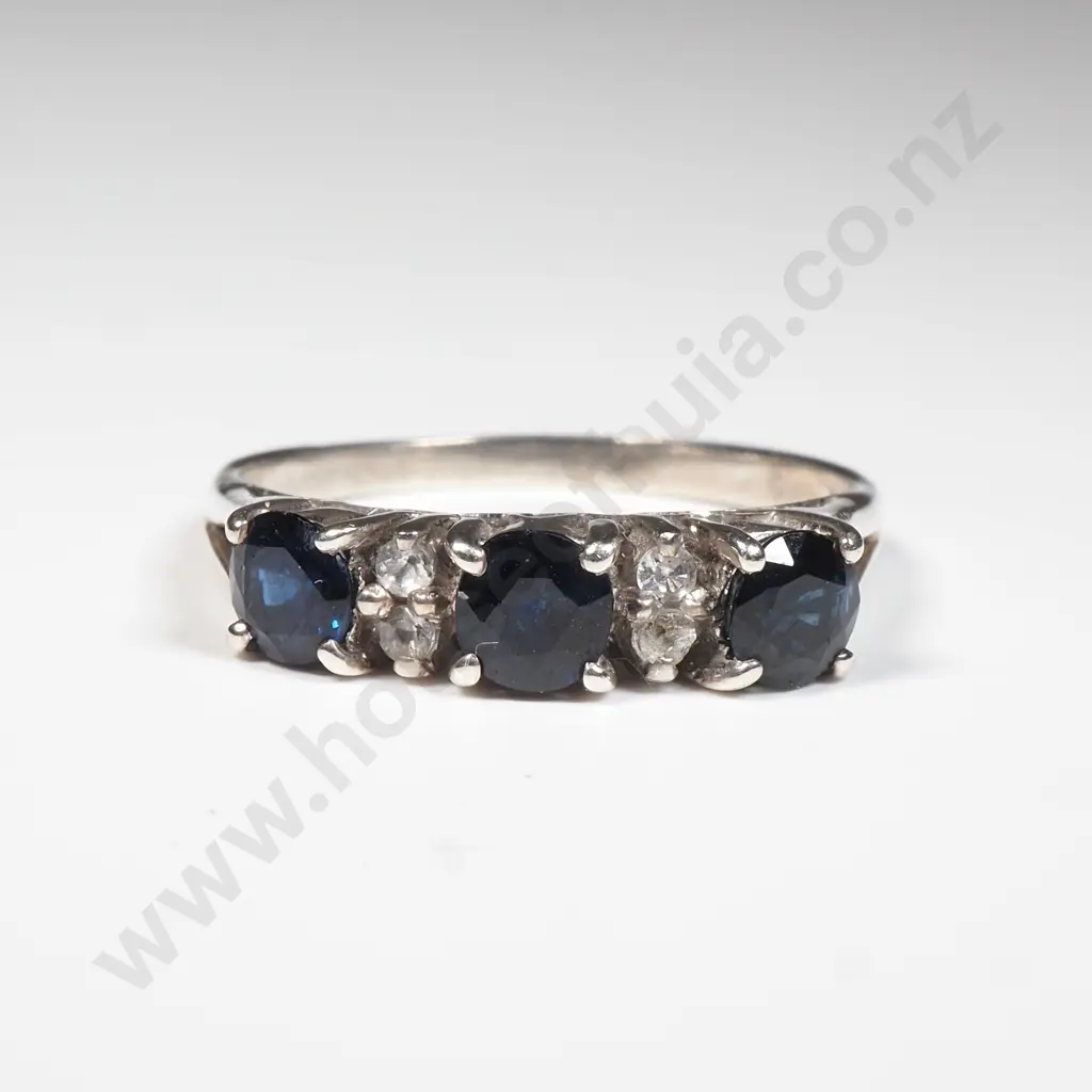 Sterling Silver Trilogy Sapphire Ring Image 1++