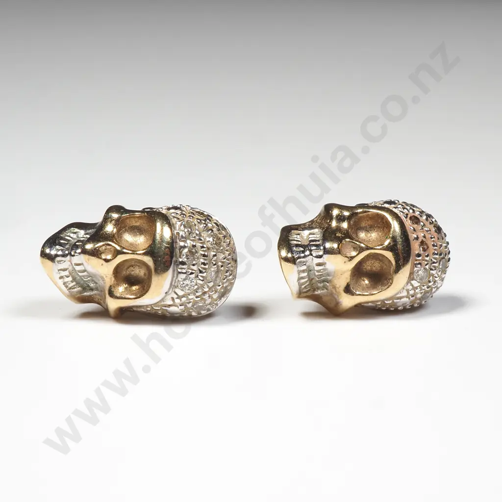 9ct Gold Skull Earrings Image 1++
