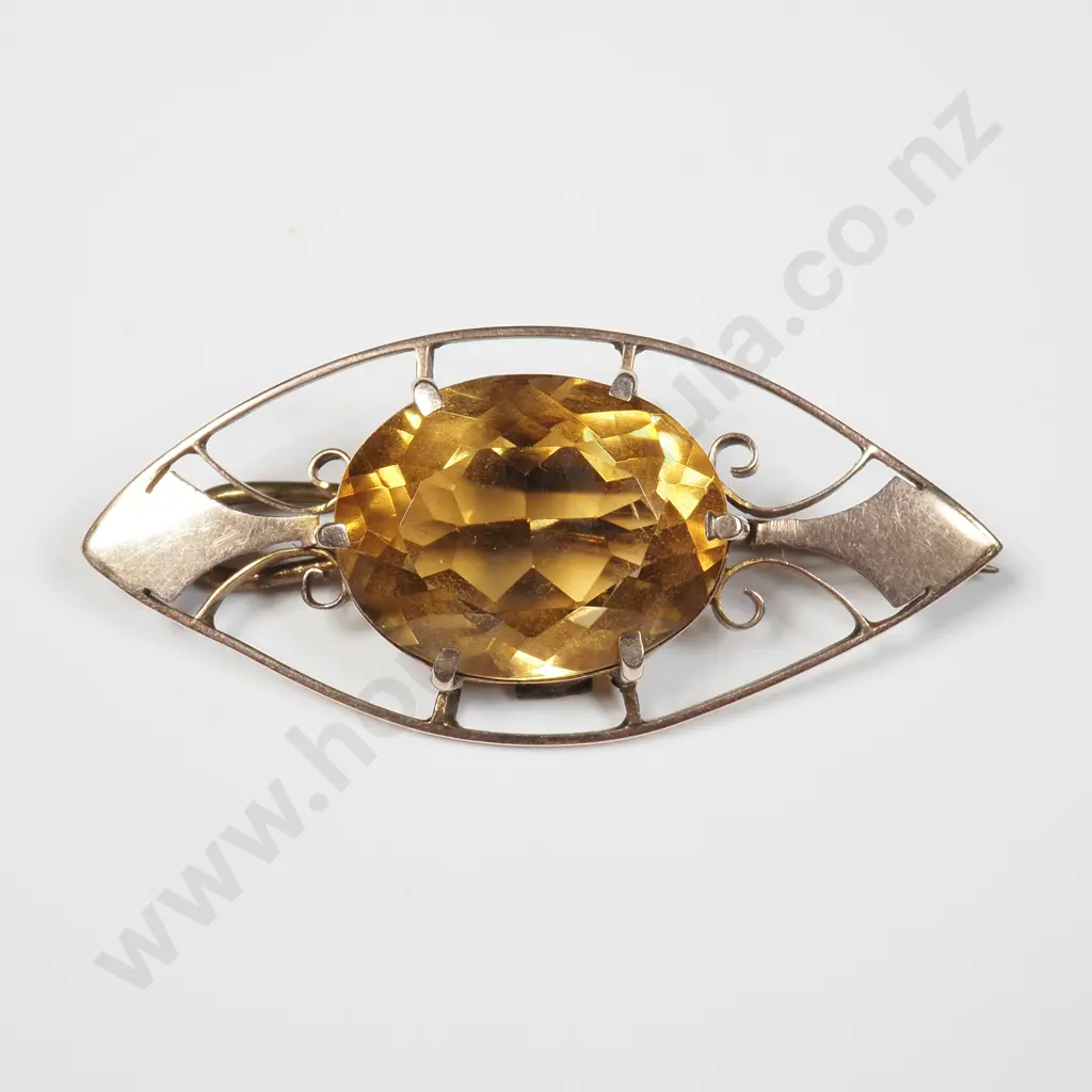 Antique 15ct Gold Foliate Gem Set Brooch Image 1++
