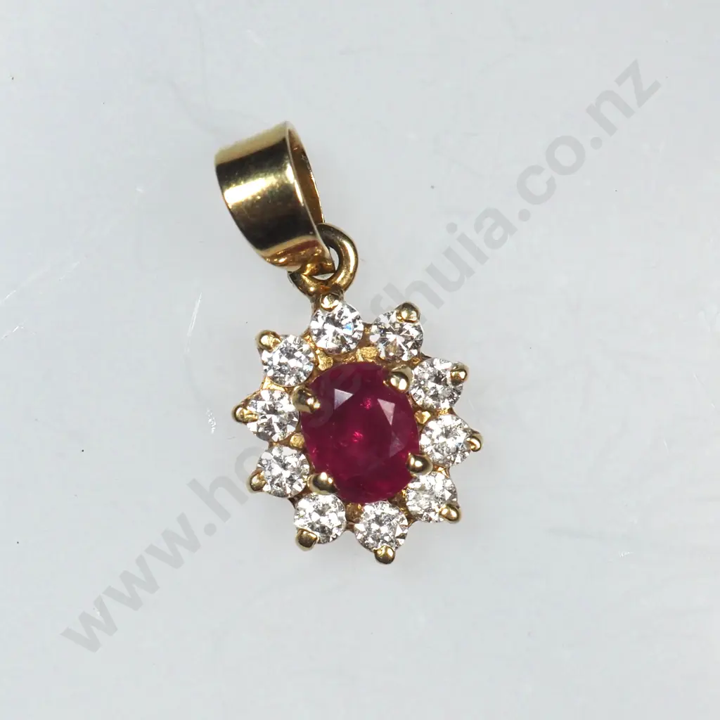 4ct Gold Red & White Gem Pendant Image 1++