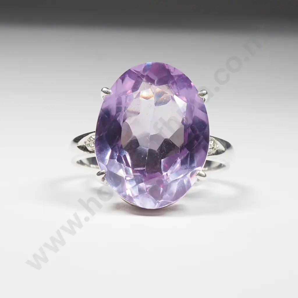 Sterling Silver Alexandrite & Diamond Ring Image 1++