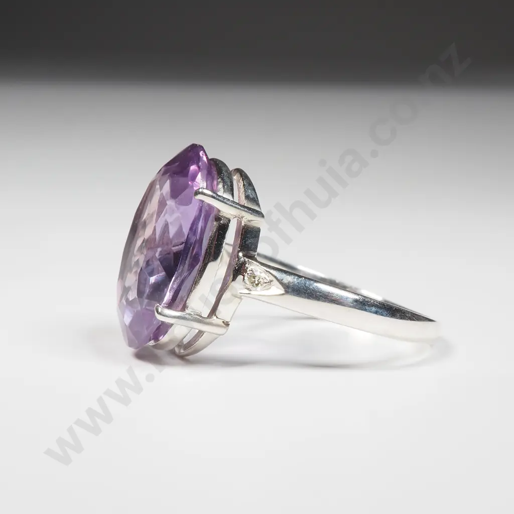 Sterling Silver Alexandrite & Diamond Ring Image 1++