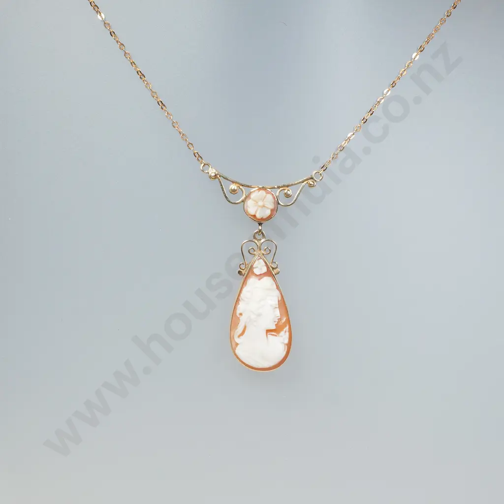Vintage 14ct Gold Cameo Necklace / Pendant Image 1++
