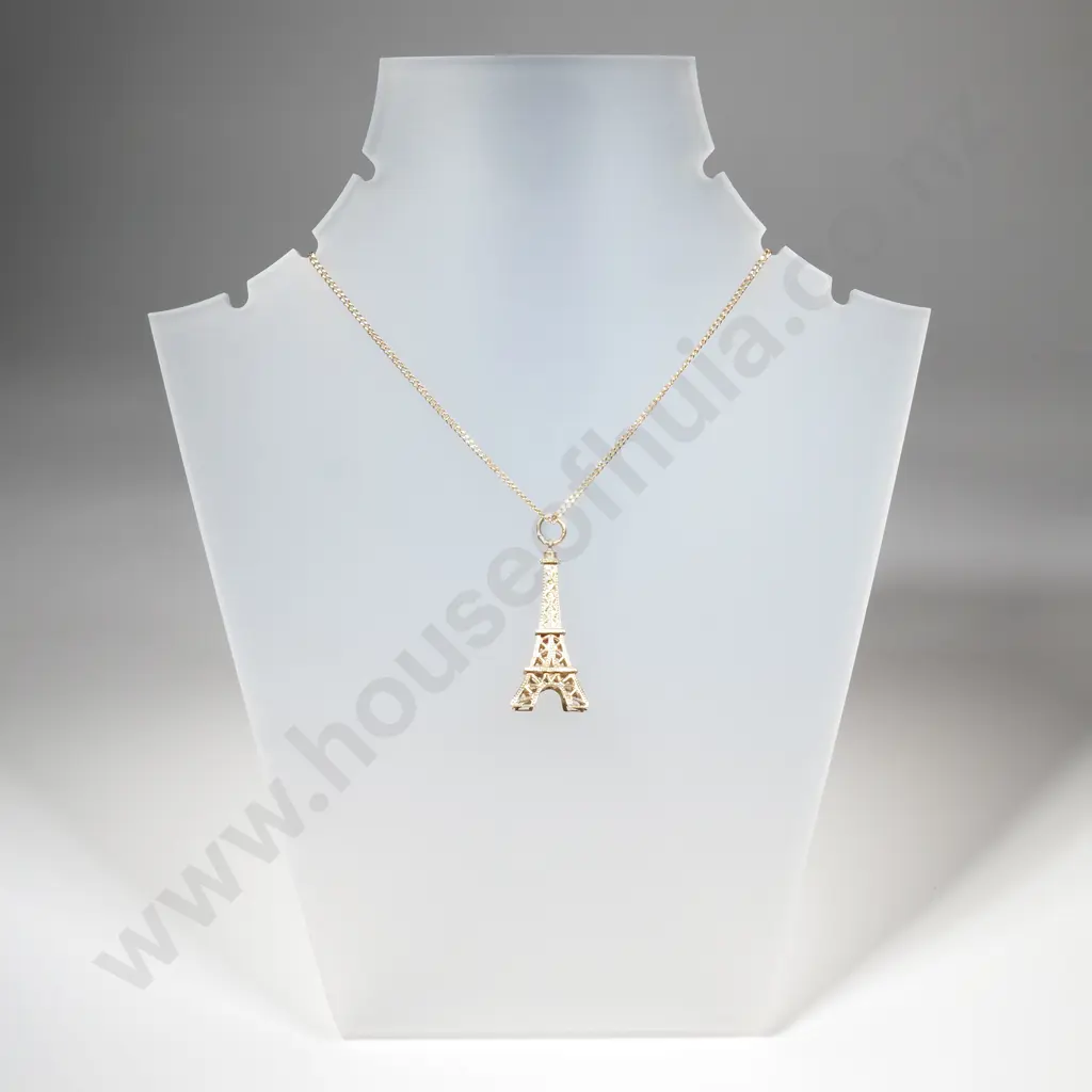 9ct Gold Eifel Tower Pendant on 9ct Gold Chain Image 1++