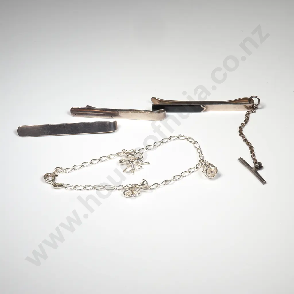 Three Sterling Silver Tie Cllips Image 1++