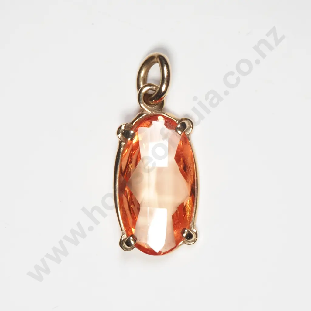 Vintage 9ct Gold & Orange Stone Pendant Image 1++