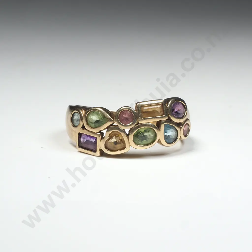 9ct Gold Multi Coloured Gem Ring Image 1++