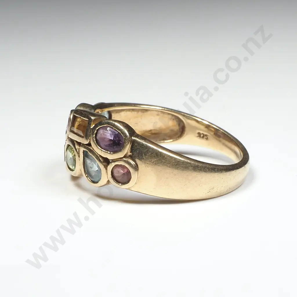 9ct Gold Multi Coloured Gem Ring Image 1++