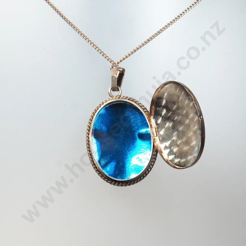 Sterling Silver Engraved Oval Locket on Sterling Silver Chain Image 1++