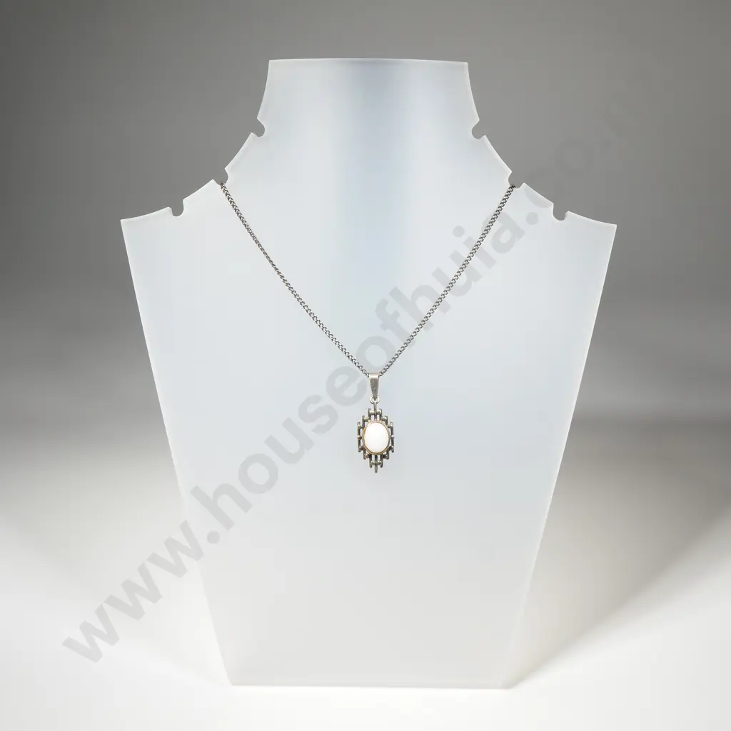 Sterling Silver Modernist Opal Pendant & Necklace Image 1++