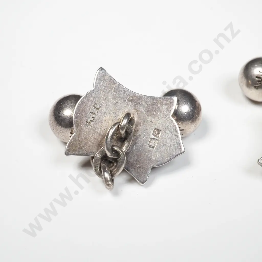 Substantial Sterling Silver Cufflinks w English Hallmarks Image 1++