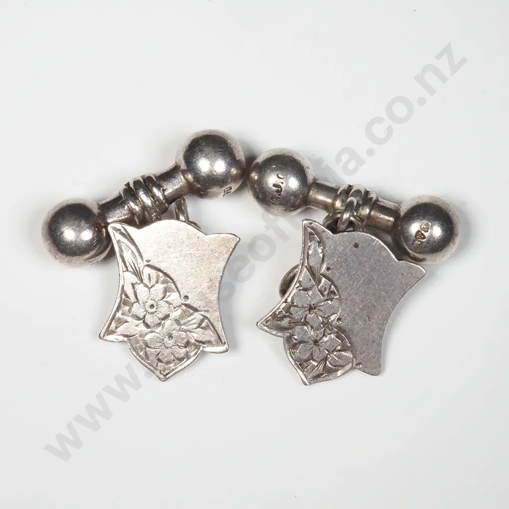 Substantial Sterling Silver Cufflinks w English Hallmarks Image 1++