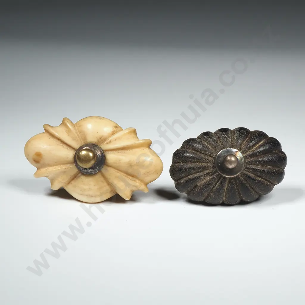 Two Antique Tea Pot Lid Toppers Image 1++