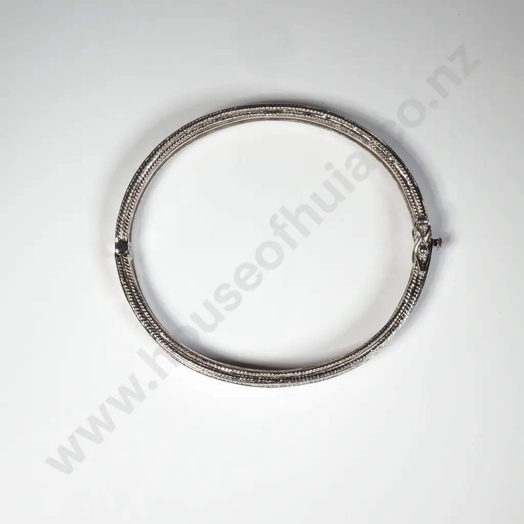 Striking Crystal Set Sterling Silver Snap Bangle Image 1++