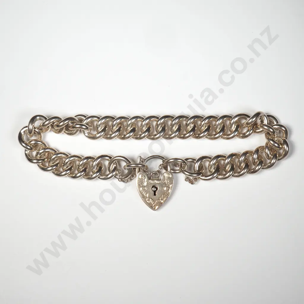 Heavy Sterling Silver Padlock Bracelet Image 1++