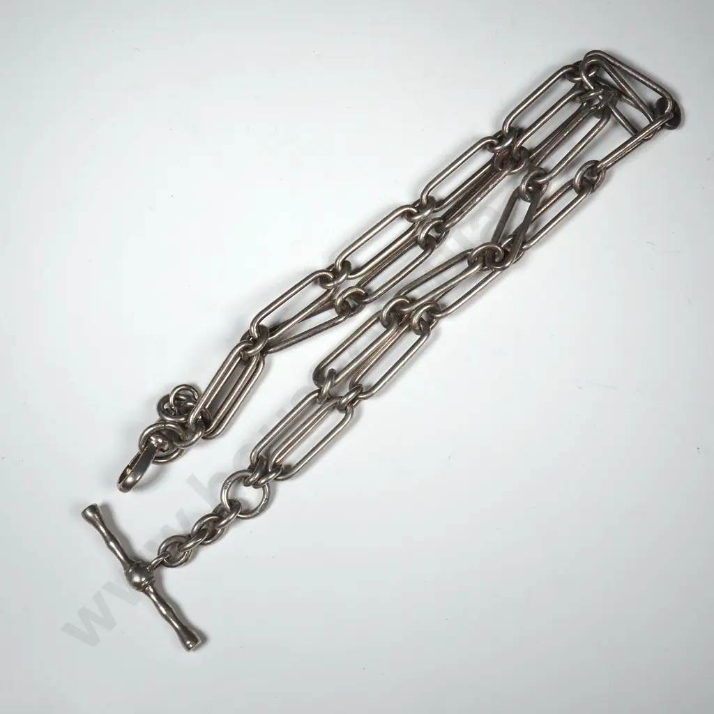 Sterling Silver Paperclip Link T Bar Necklace Image 1++