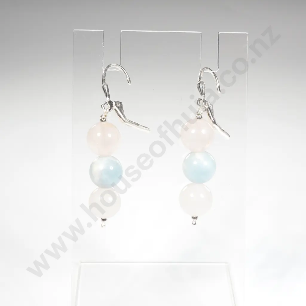 Sterling Silver Morganite Earrings Image 1++