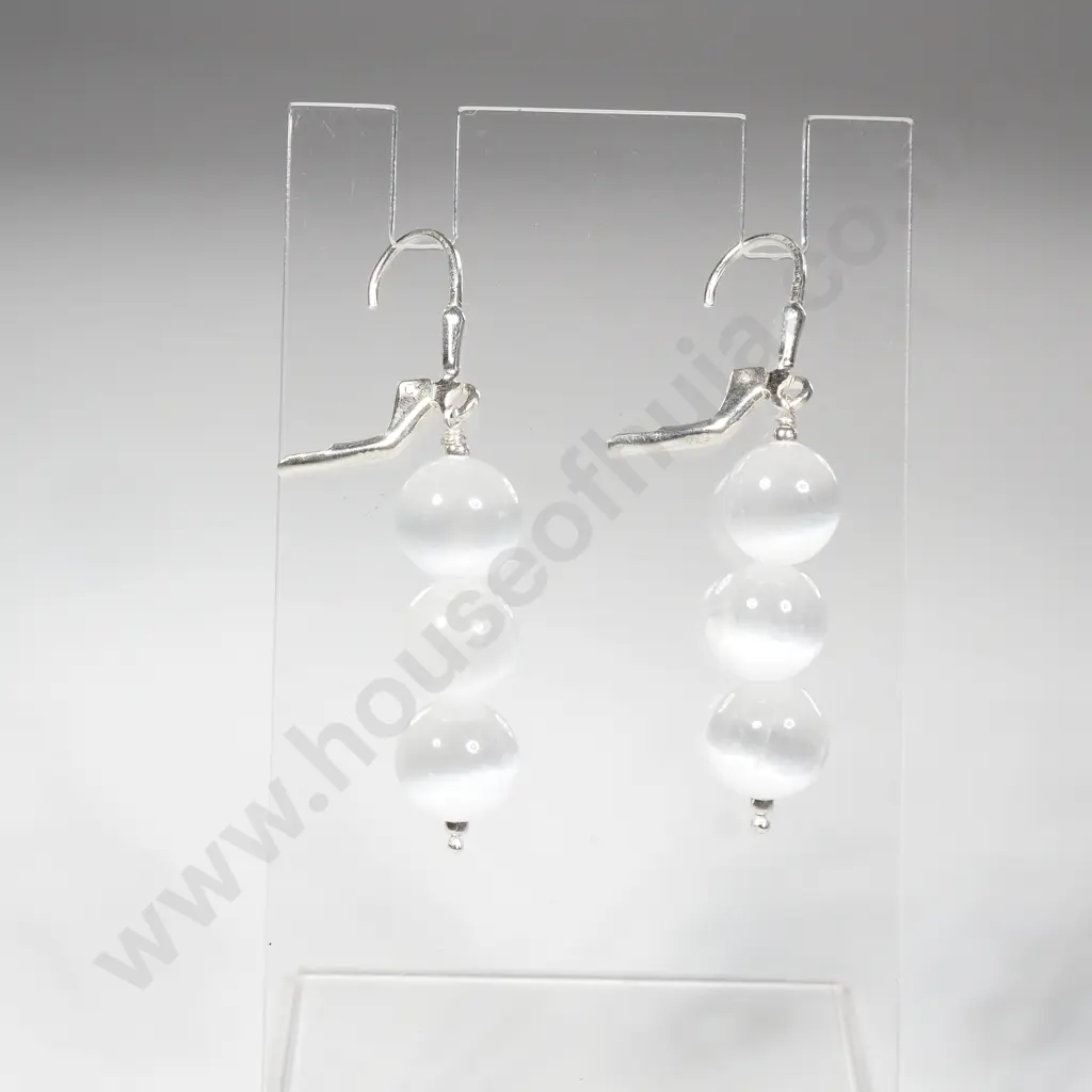 Sterling Silver Selenite Earrings Image 1++