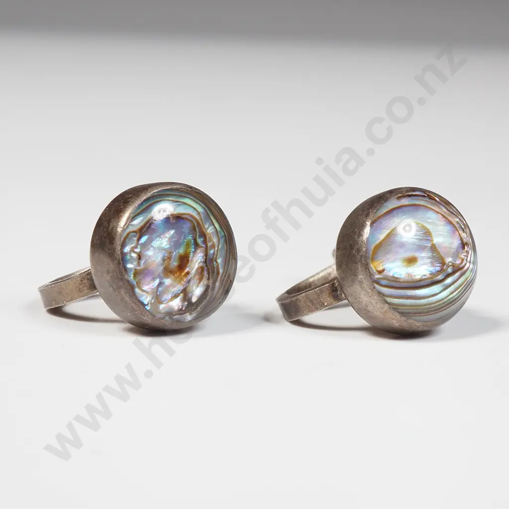 Vintage Sterling Silver Paua Shell Earrings Image 1++