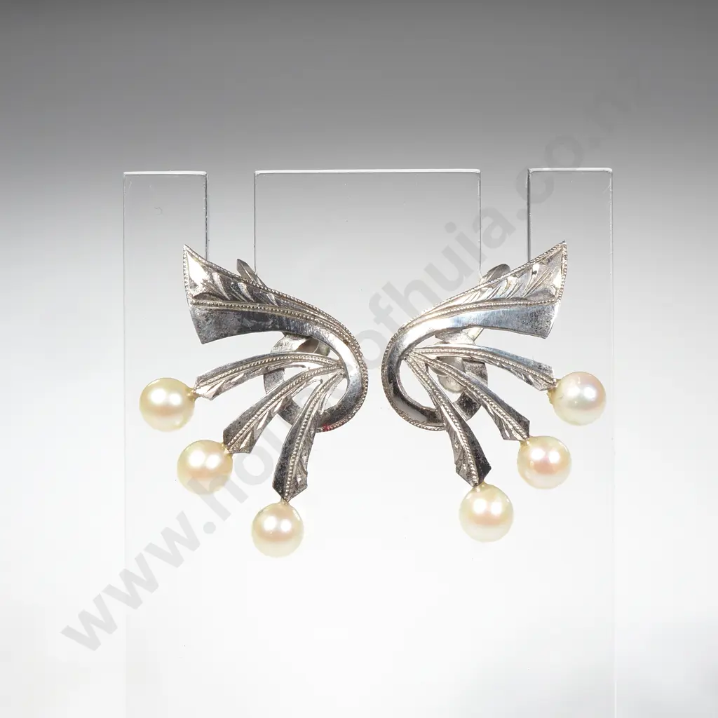 Sterling Silver Pearl Earrings Image 1++