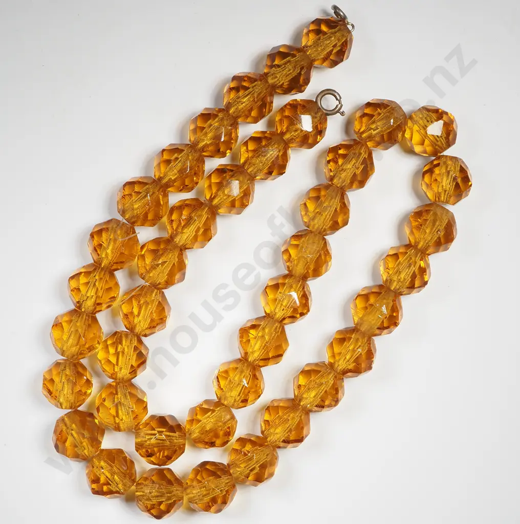 Cool Vintage Faceted Orange Bead Necklace Image 1++