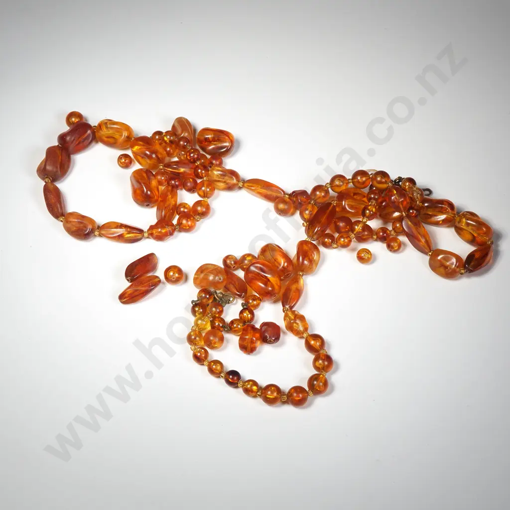 Vintage Amber Bead Necklace w Extra Loose Beads Image 1++