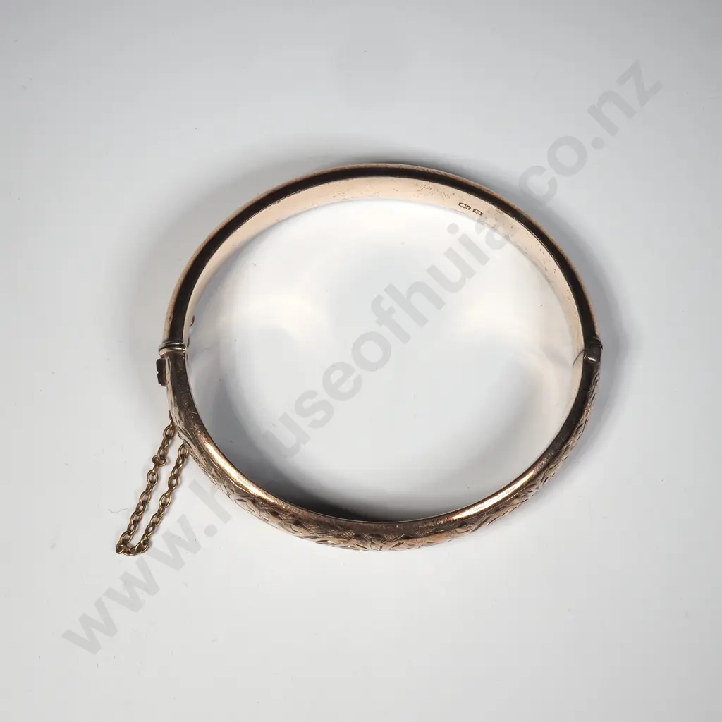 Gilt Sterling Silver Engraved Snap Bangle Image 1++