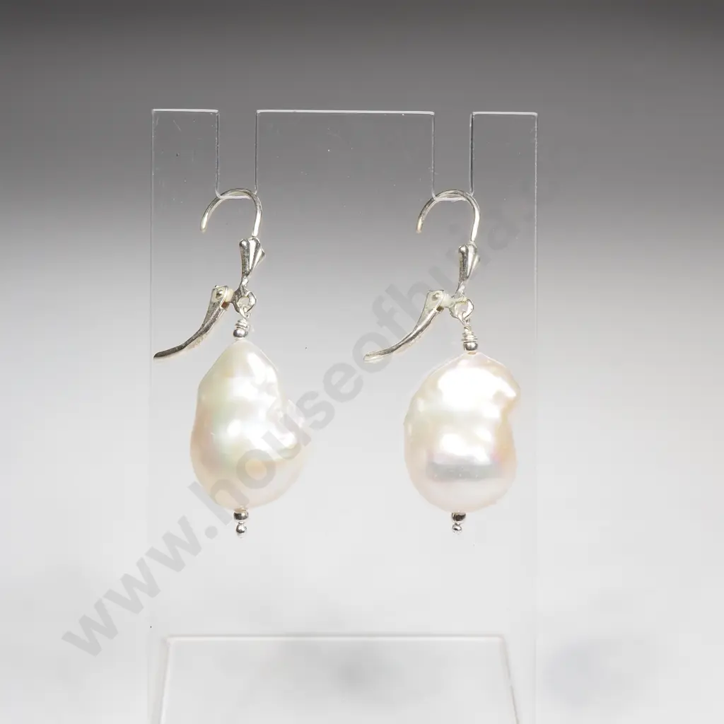 Sterling Silver Baroque Pearl Earrings Image 1++