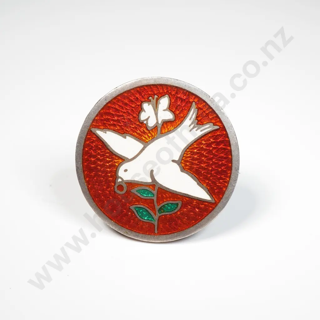 Sterling Silver & Enamel Peace Dove Brooch - Hallmarked Birmingham, 1949 Image 1++