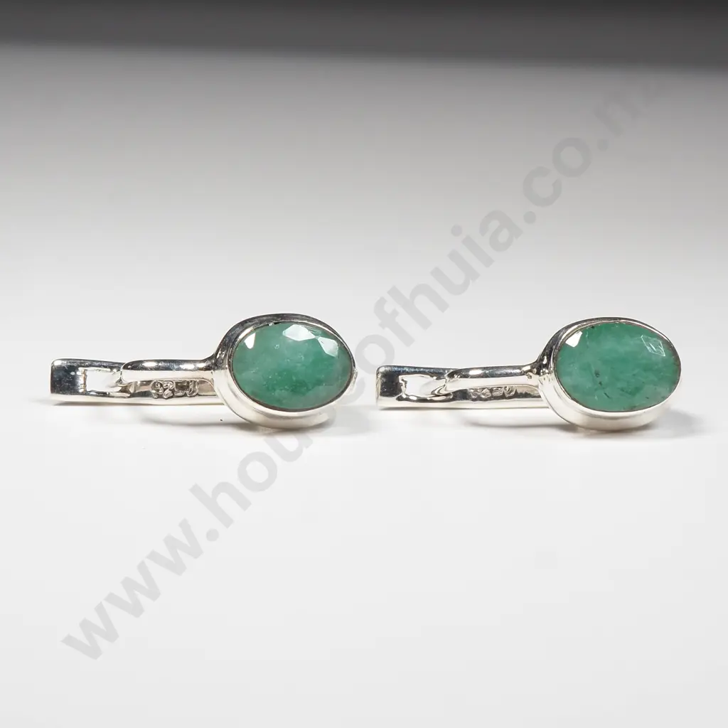 Sterling Silver Emerald Earrings Image 1++