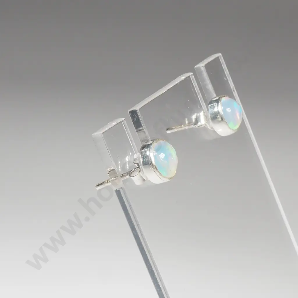 Sterling Silver Opal Stud Earrings Image 1++
