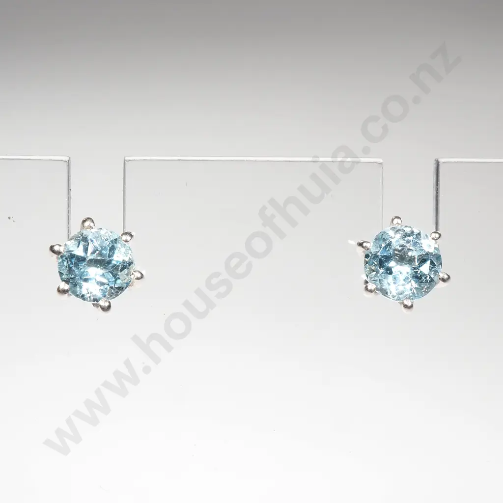 Sterling Silver Blue Topaz Studs Image 1++