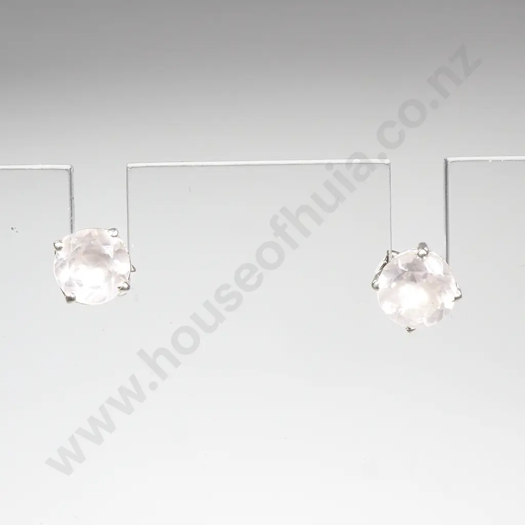 Sterling Silver Rose Quartz Studs Image 1++