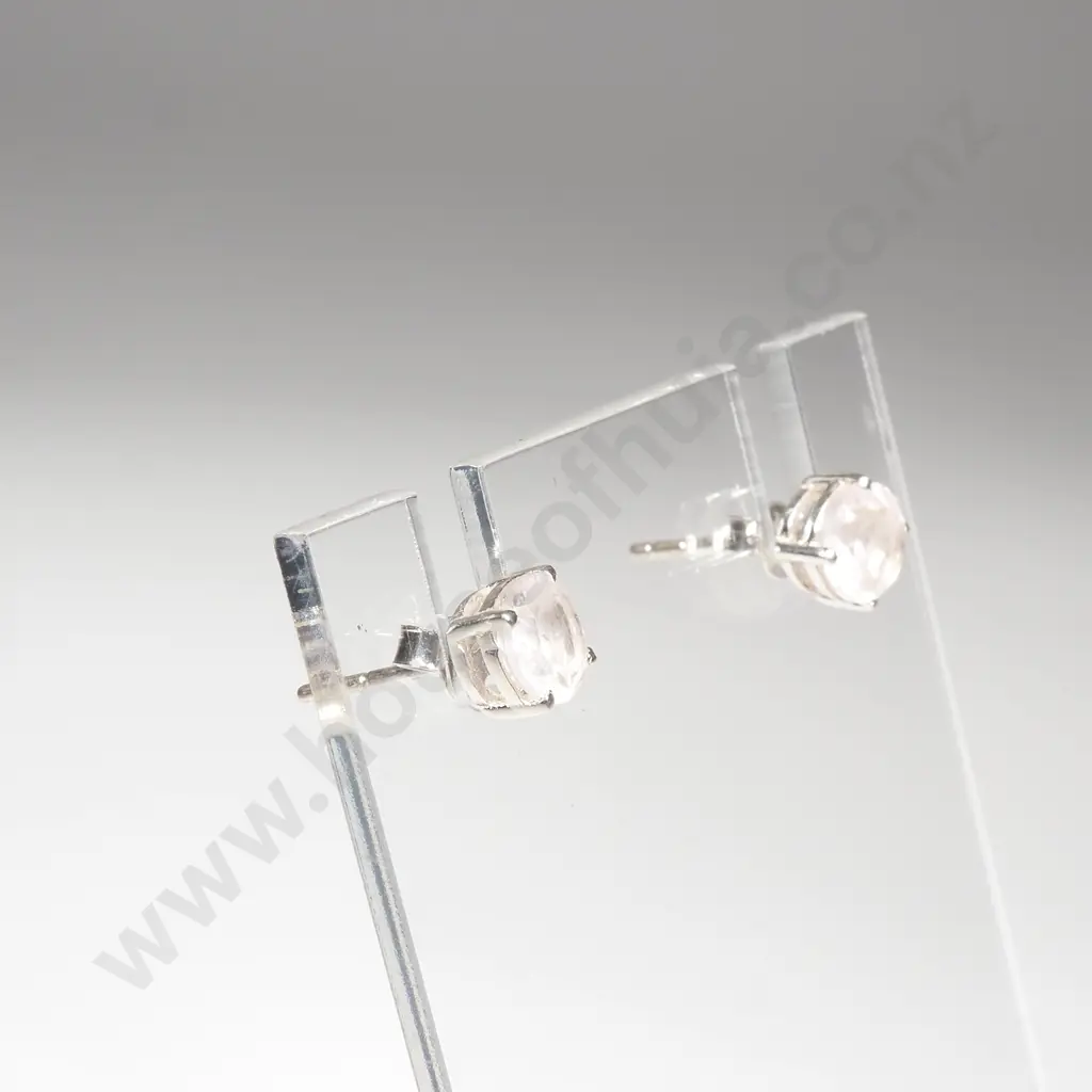 Sterling Silver Rose Quartz Studs Image 1++