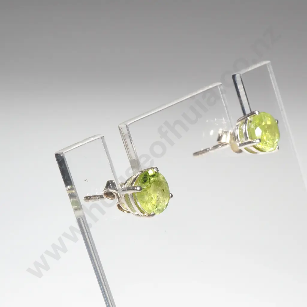 Sterling Silver Peridot Studs Image 1++