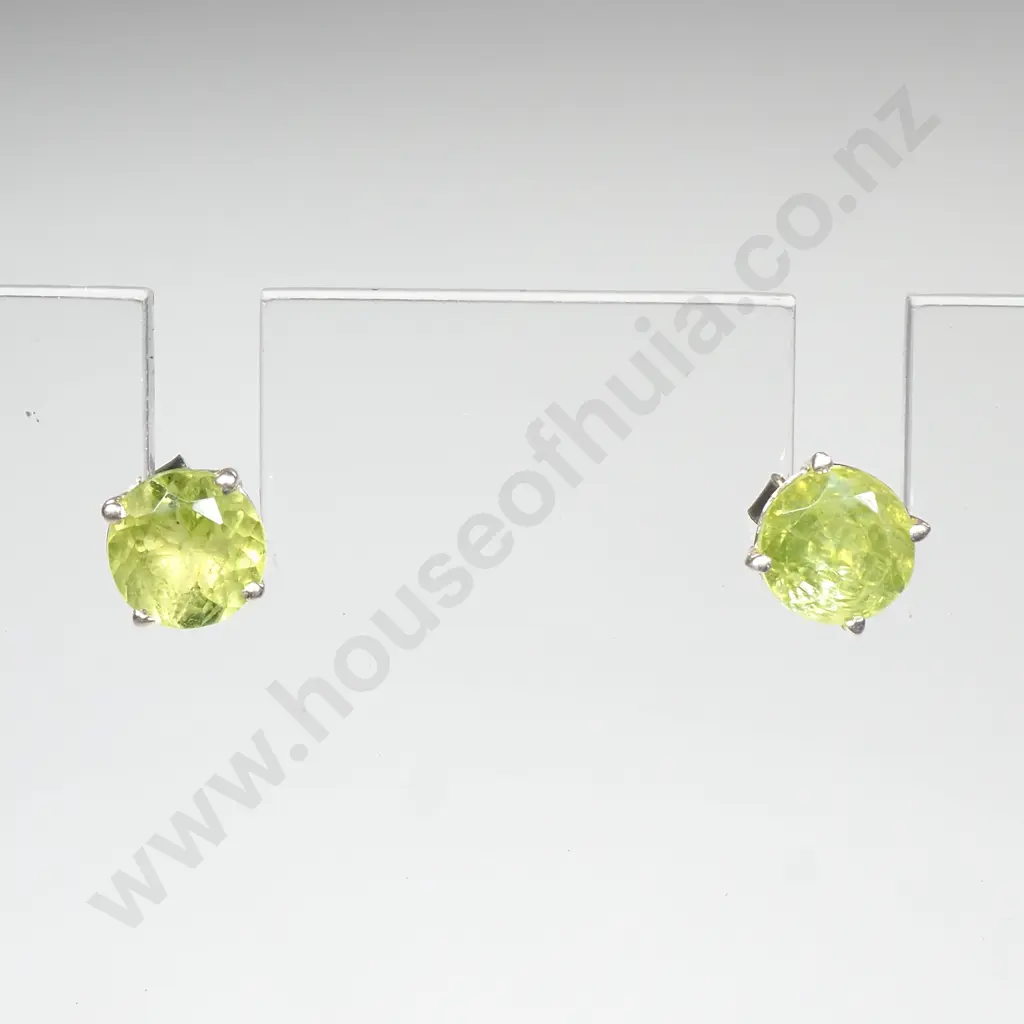 Sterling Silver Peridot Studs Image 1++