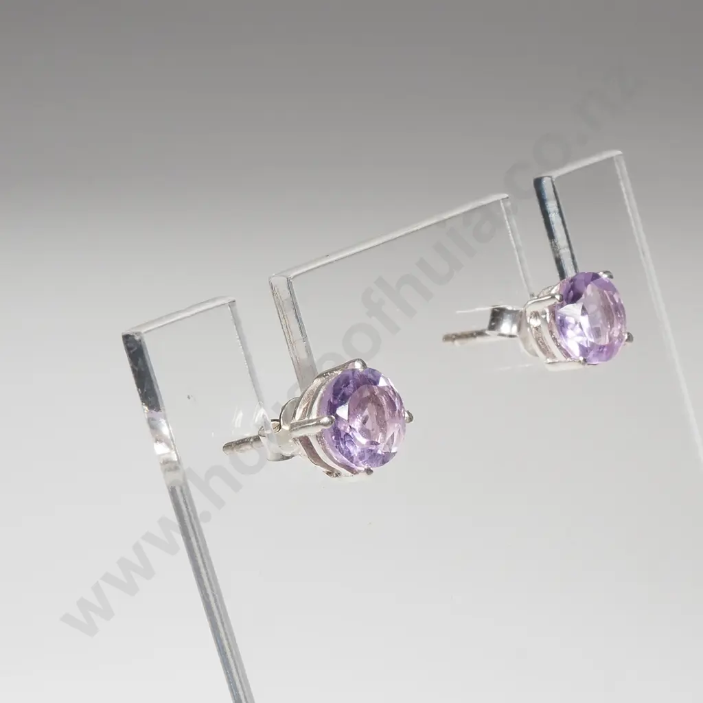 Sterling Silver Amethyst Studs Image 1++