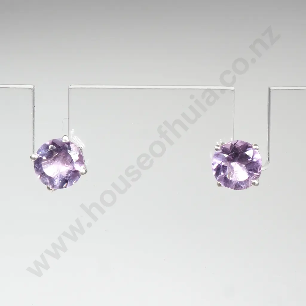 Sterling Silver Amethyst Studs Image 1++