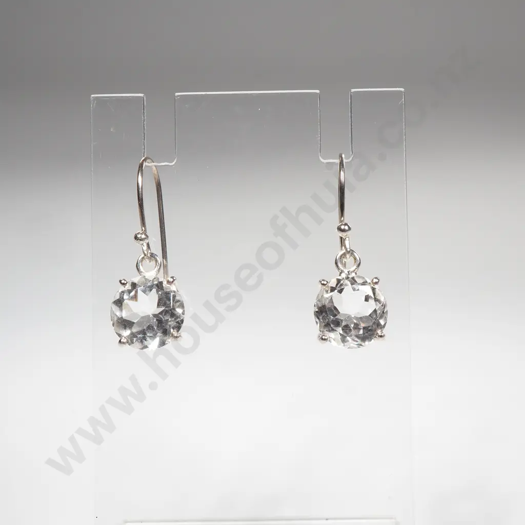 Sterling Silver White Topaz Earrings Image 1++