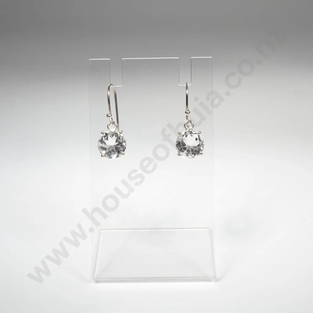 Sterling Silver White Topaz Earrings Image 1++