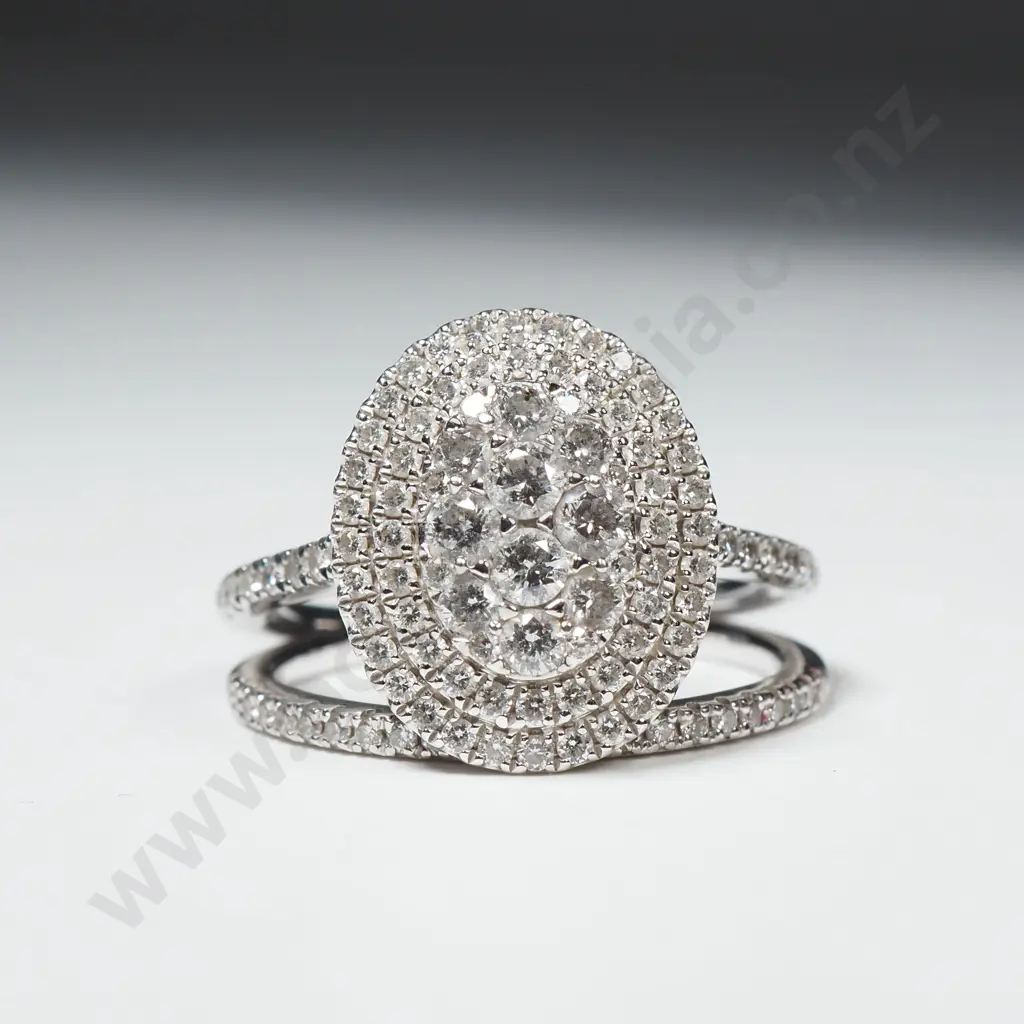 Michael Hill 14ct White Gold & Diamond Cluster Ring Image 1++