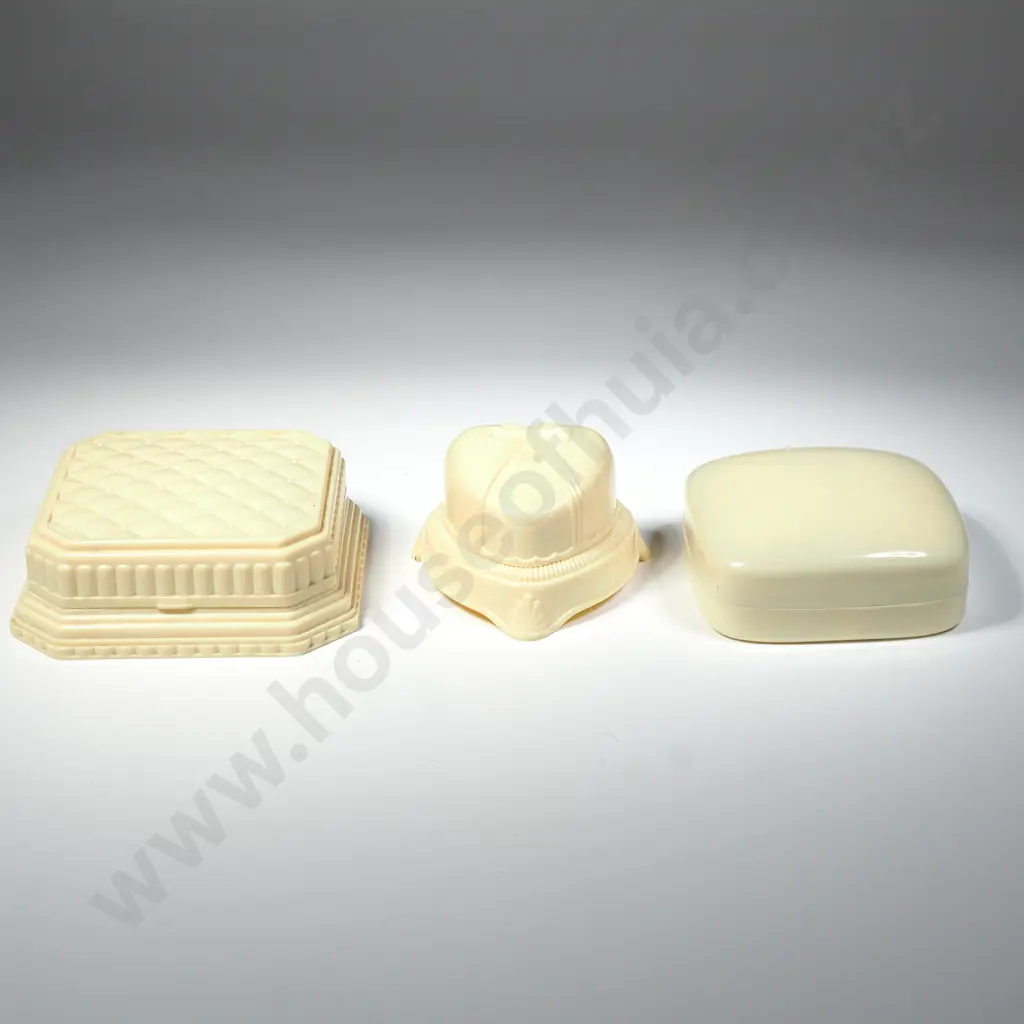 Art Deco Art Shaped Ivorex Ring Box & Two Large Ivorex Jewellery Boxes Image 1++