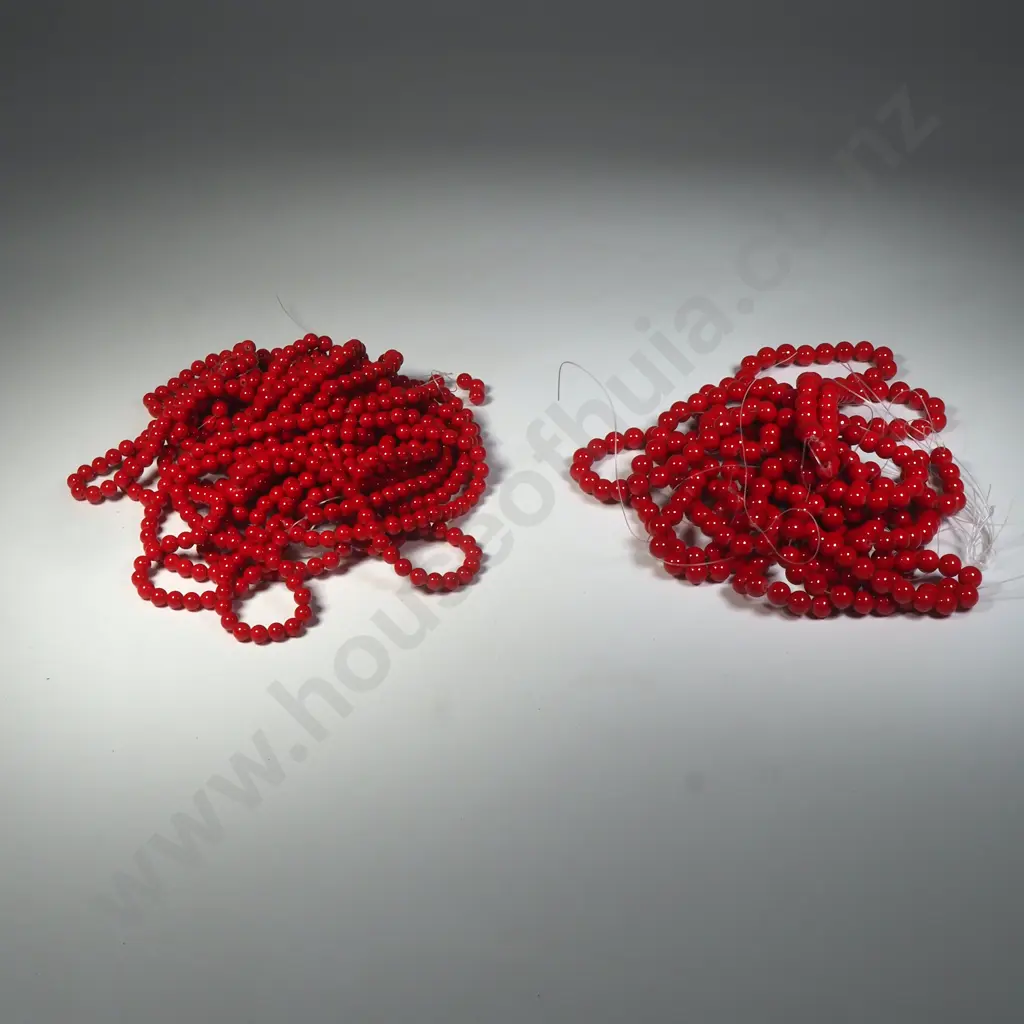 Quantity of Dyed Red Jade Bead Strands 6mm & 8mm Image 1++