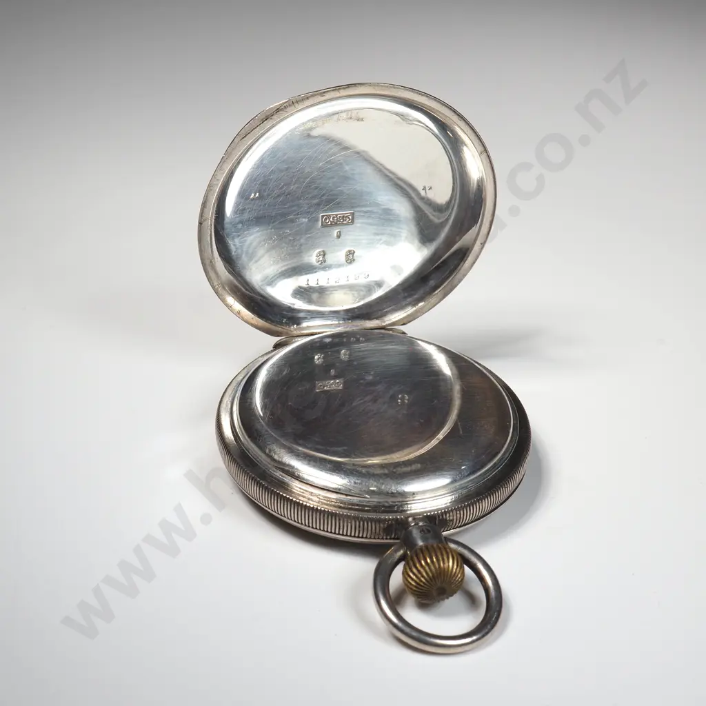 Sterling Silver Stem Wind Hunter Pocket Watch - C Eastabrook Dunedin NZ Image 1++