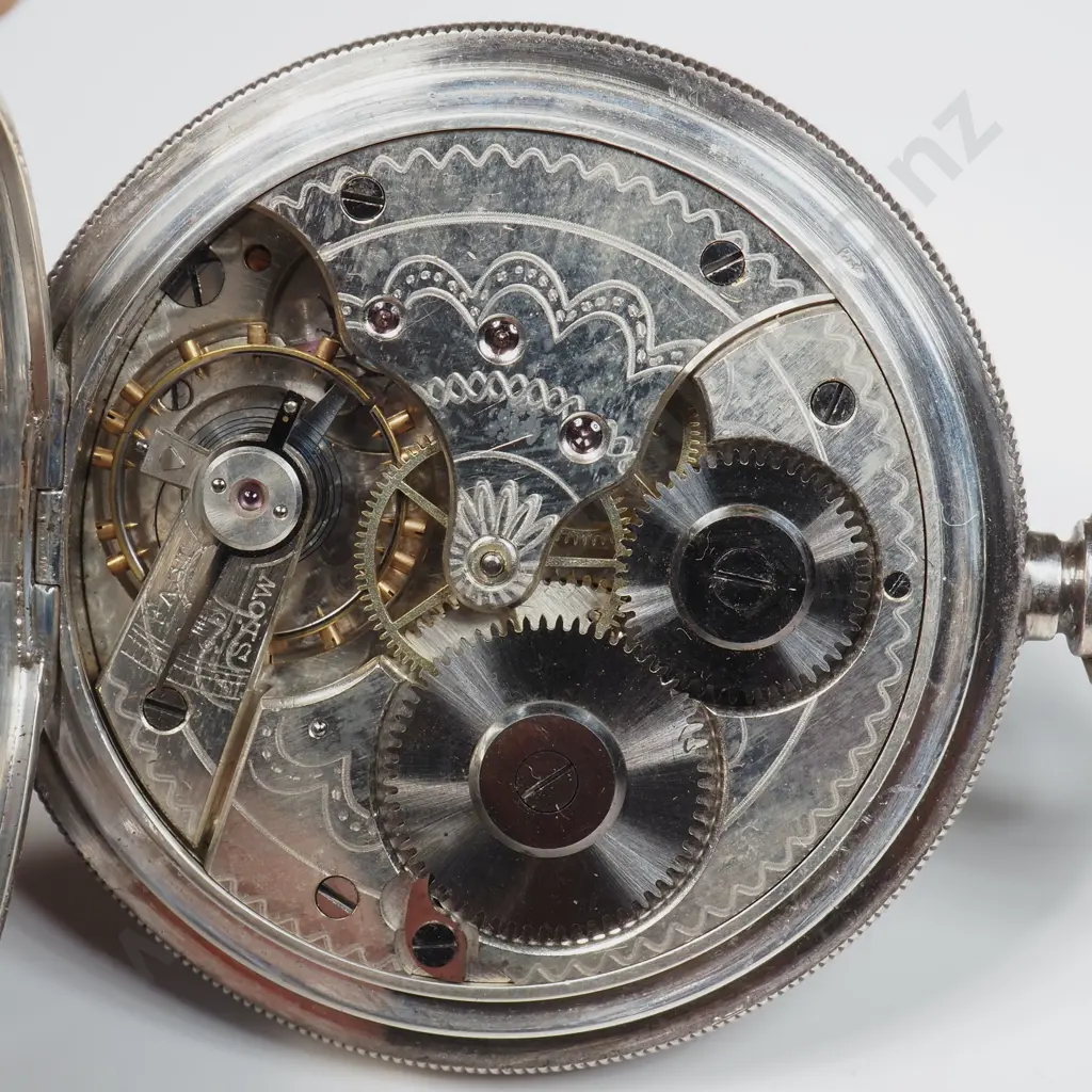 Sterling Silver Stem Wind Hunter Pocket Watch - C Eastabrook Dunedin NZ Image 1++
