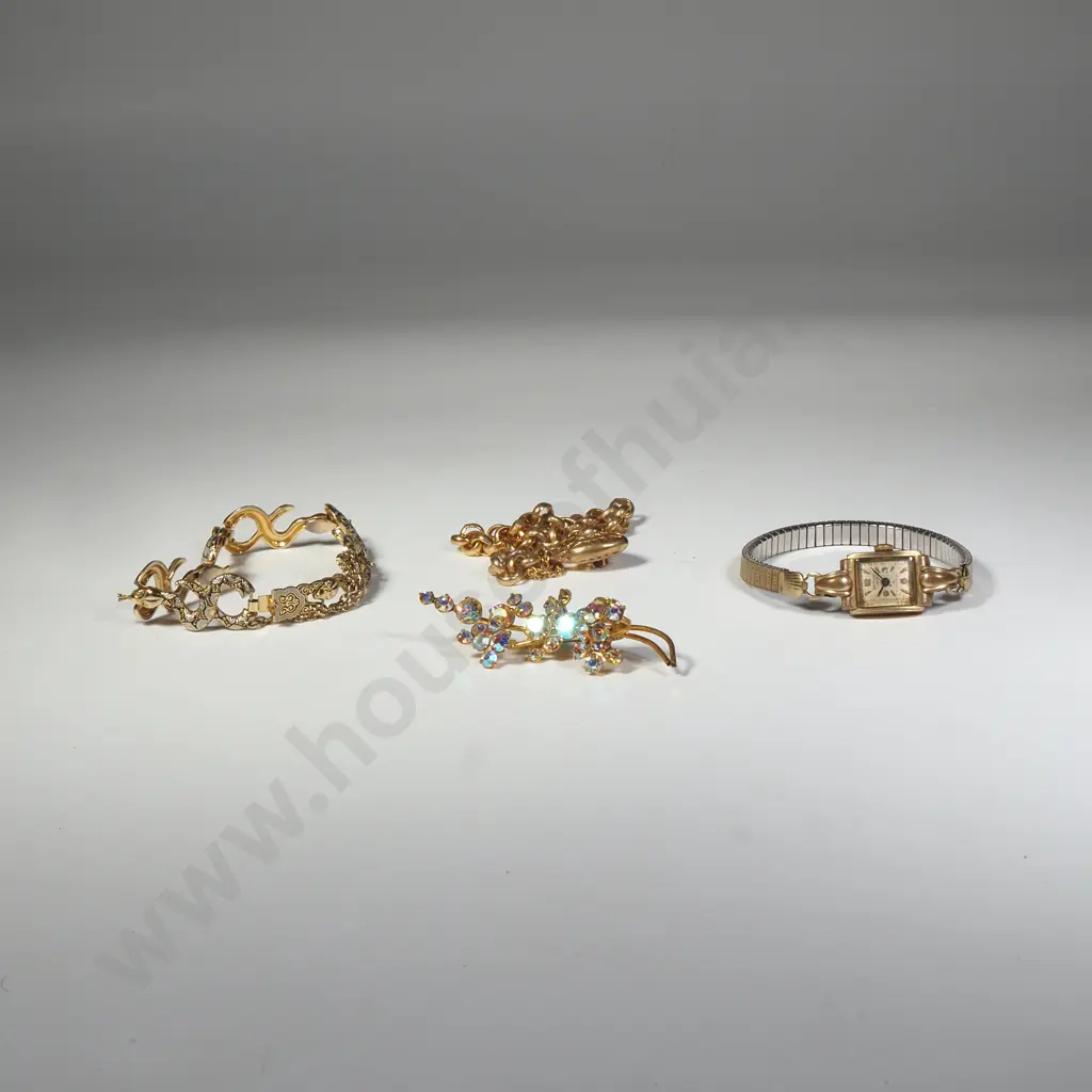 Assorted Lot of Gold Tone Costume Jewelery Image 1++