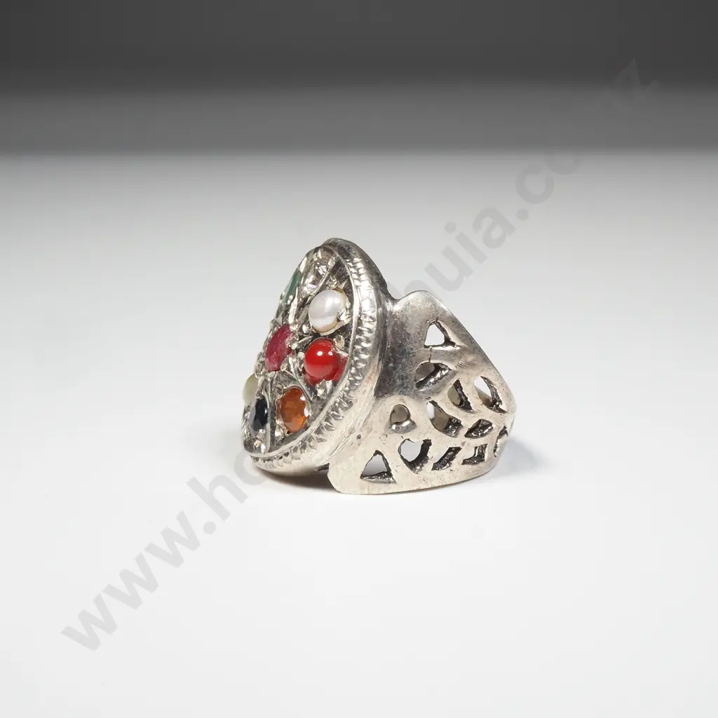 Sterling Silver Multi Coloured Gemstone Ring Image 1++