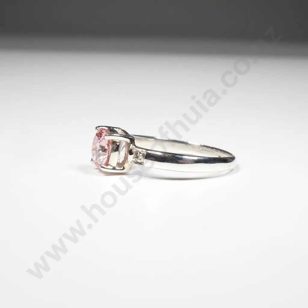 Sterling Silver Moissanite & Diamond Ring Image 1++
