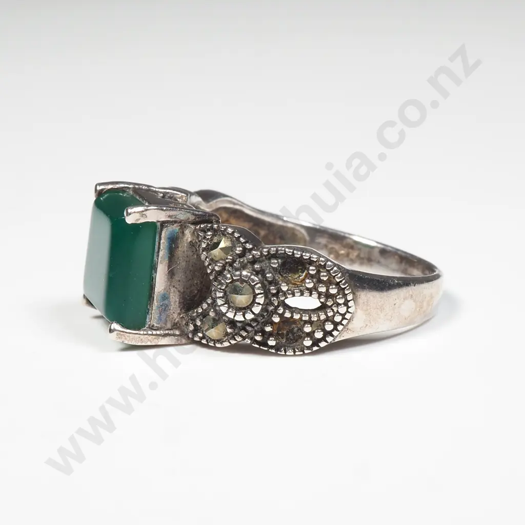 Sterling Silver Marcasite Ring Image 1++