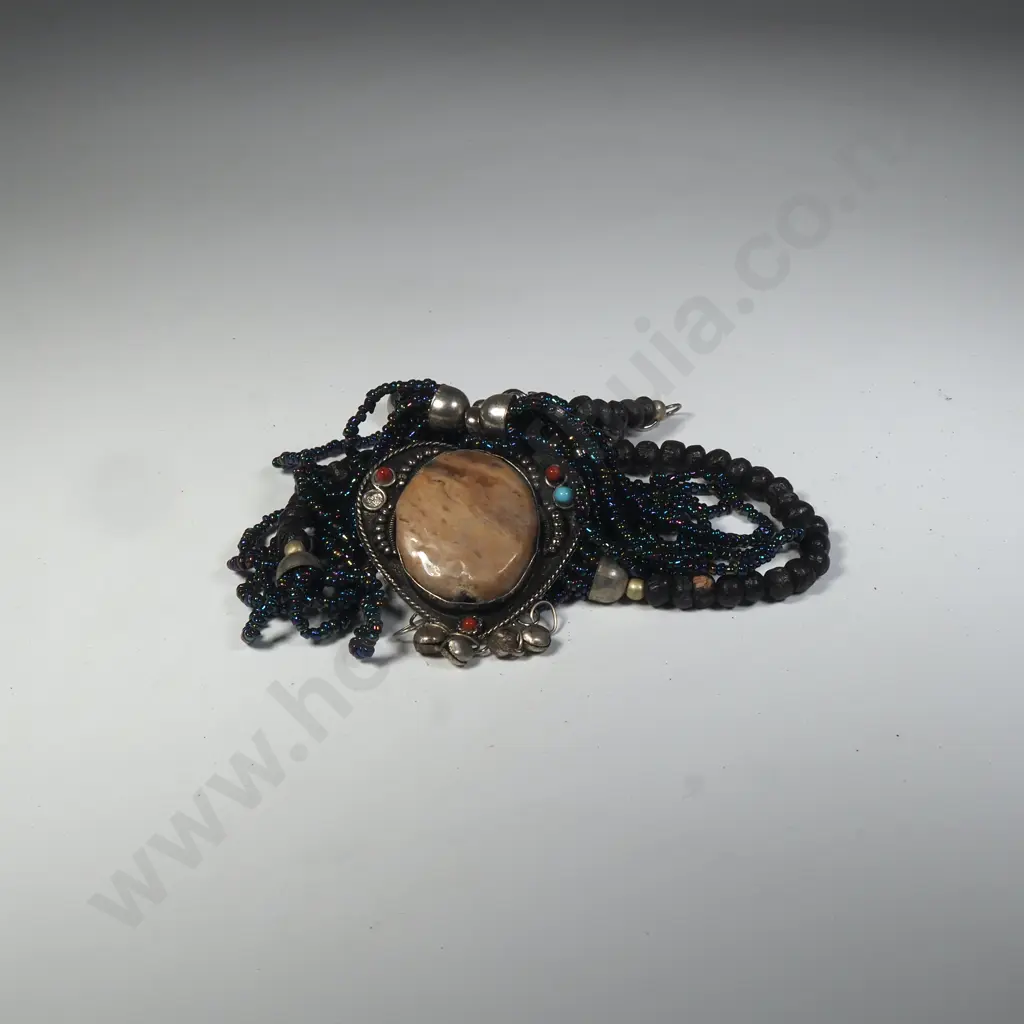 Chicos Beaded Necklace And Large Stone Pendant Image 1++